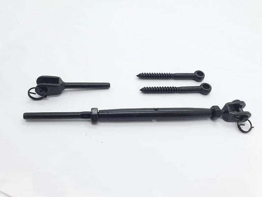 Black Oxide T316 Stainless Steel Turnbuckle Jaw & swage stud set 3/16" Cable