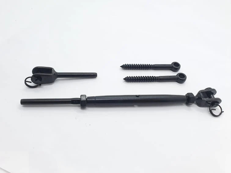 Black Oxide T316 Stainless Steel Turnbuckle Jaw & swage stud set 3/16" Cable