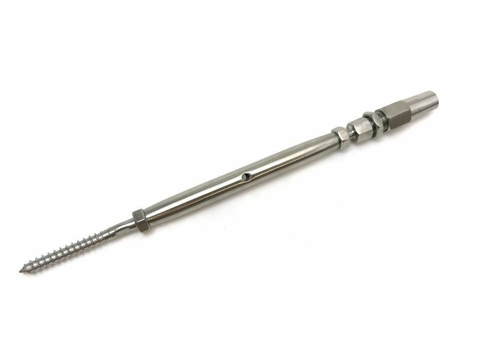 Swageless Turnbuckle Tensioner Lag Screw for 1/8" Cable